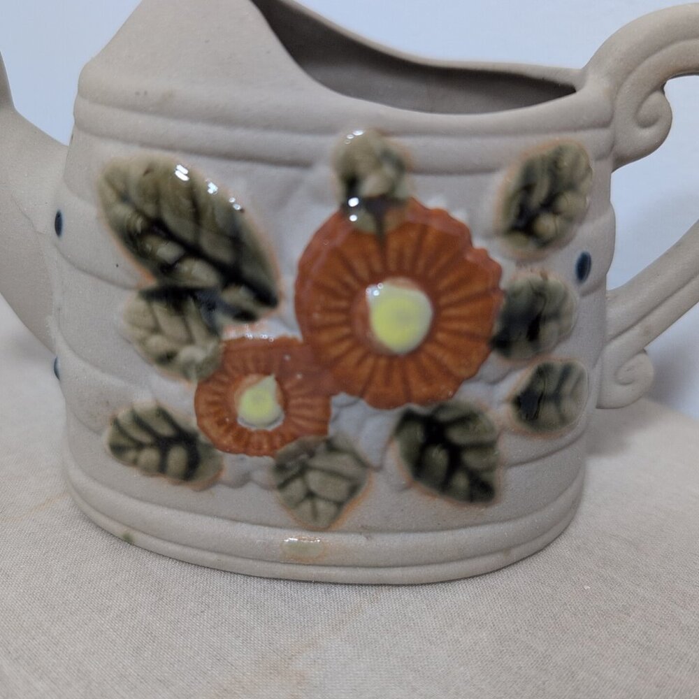 Unique Clay Flower Planter Shaped Watering Can 4.5” H x  7” L x 3” W - Picture 2 of 6
